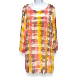 Melarosa Italy Silk‎ Boho Shift Dress Medium Lagenlook Abstract Artsy Statement